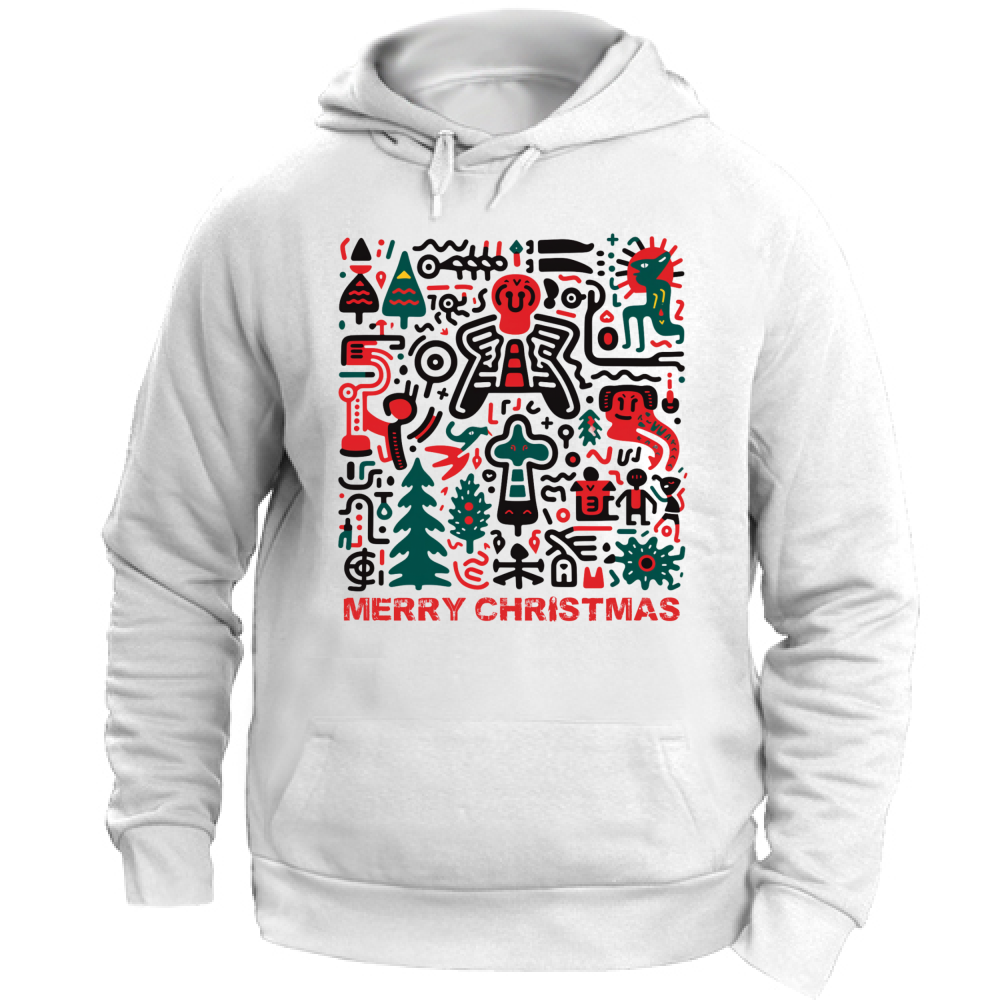 Felpa Unisex con Cappuccio Merry Christmas Haring Style 2 Board55