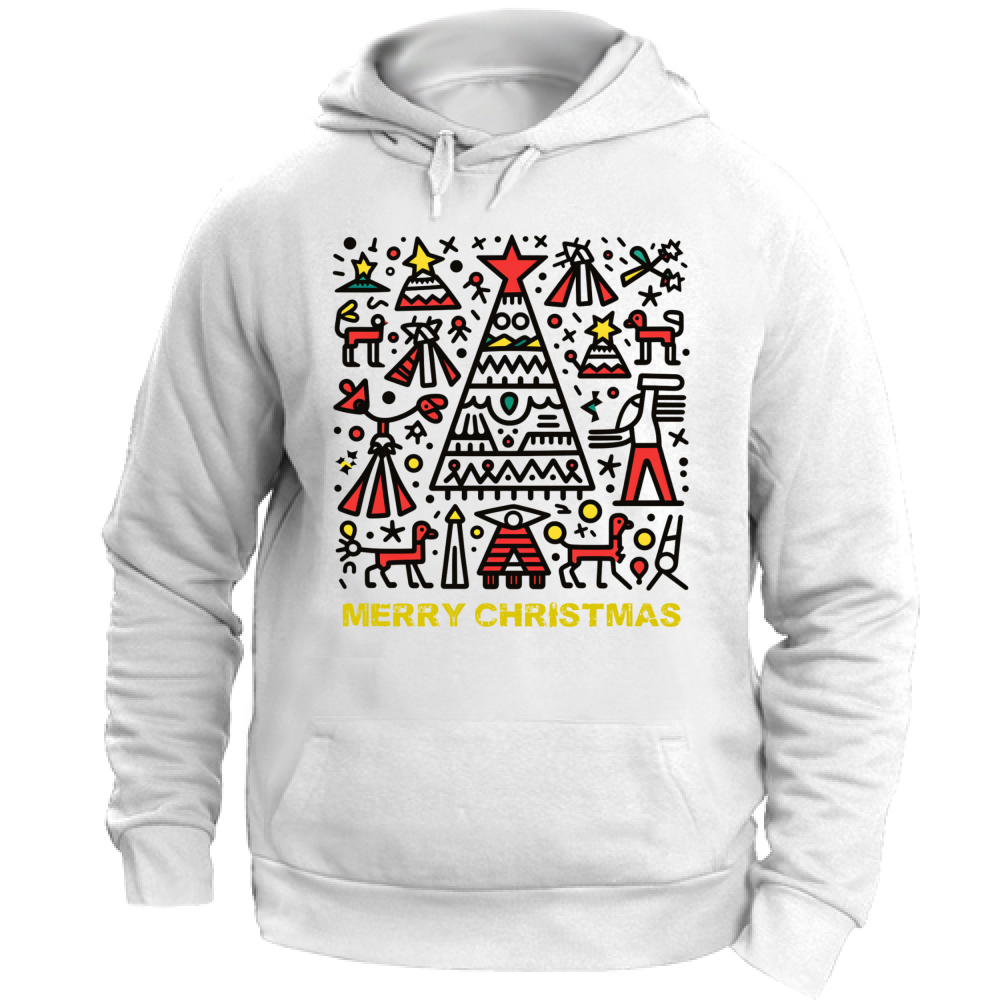 Felpa Unisex con Cappuccio Merry Christmas Haring Style 4 Board55