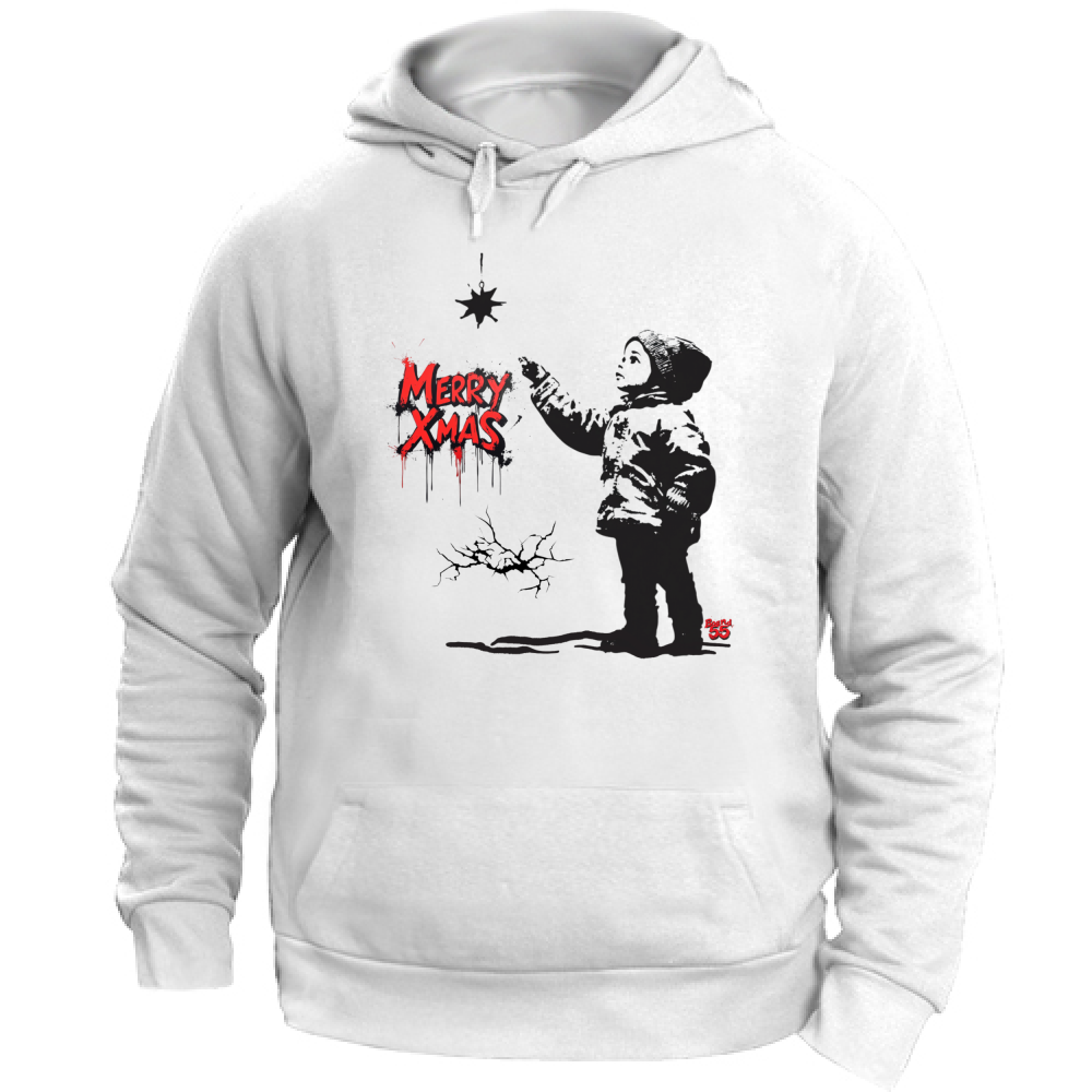 Felpa Unisex con Cappuccio Merry Christmas Banksy Style 2 Board55