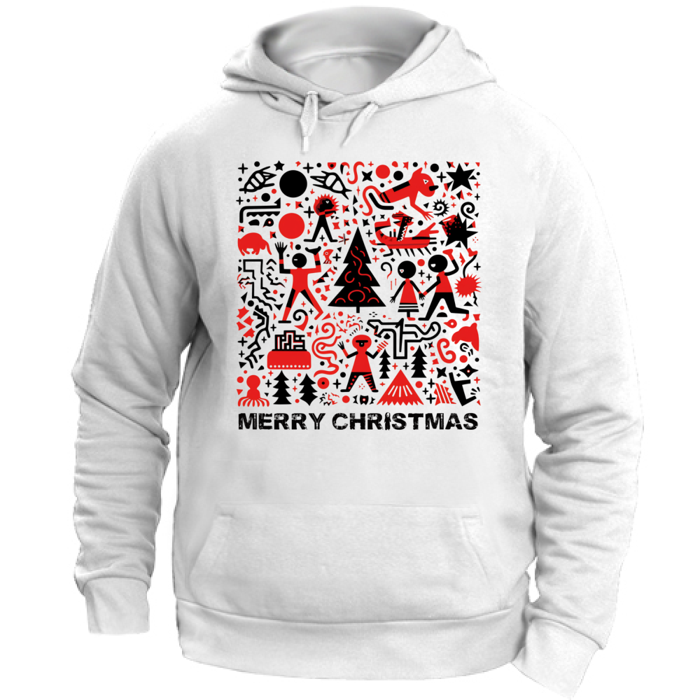 Felpa Unisex con Cappuccio Merry Christmas Haring Style 3 Board55